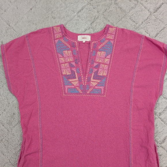 Xirena Dress Womens M Pink Villa Vida Shift V Neck Embroidery Above Knee - Picture 2 of 9